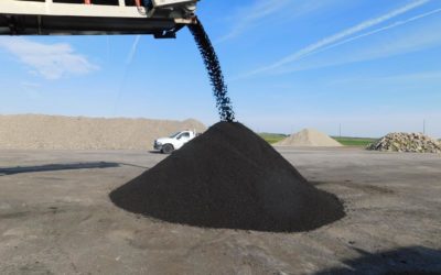 Mound of reclaimed asphalt pavement processed as part of the Cold Central Plant Recycling process.