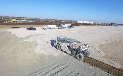 Midstate Companies conducting soil stabilization on a large construction site.